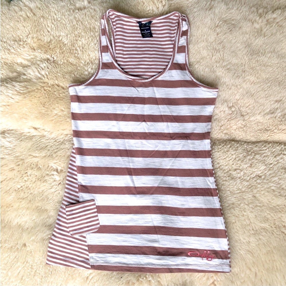 Oakley tank top. Brown and cream stripes